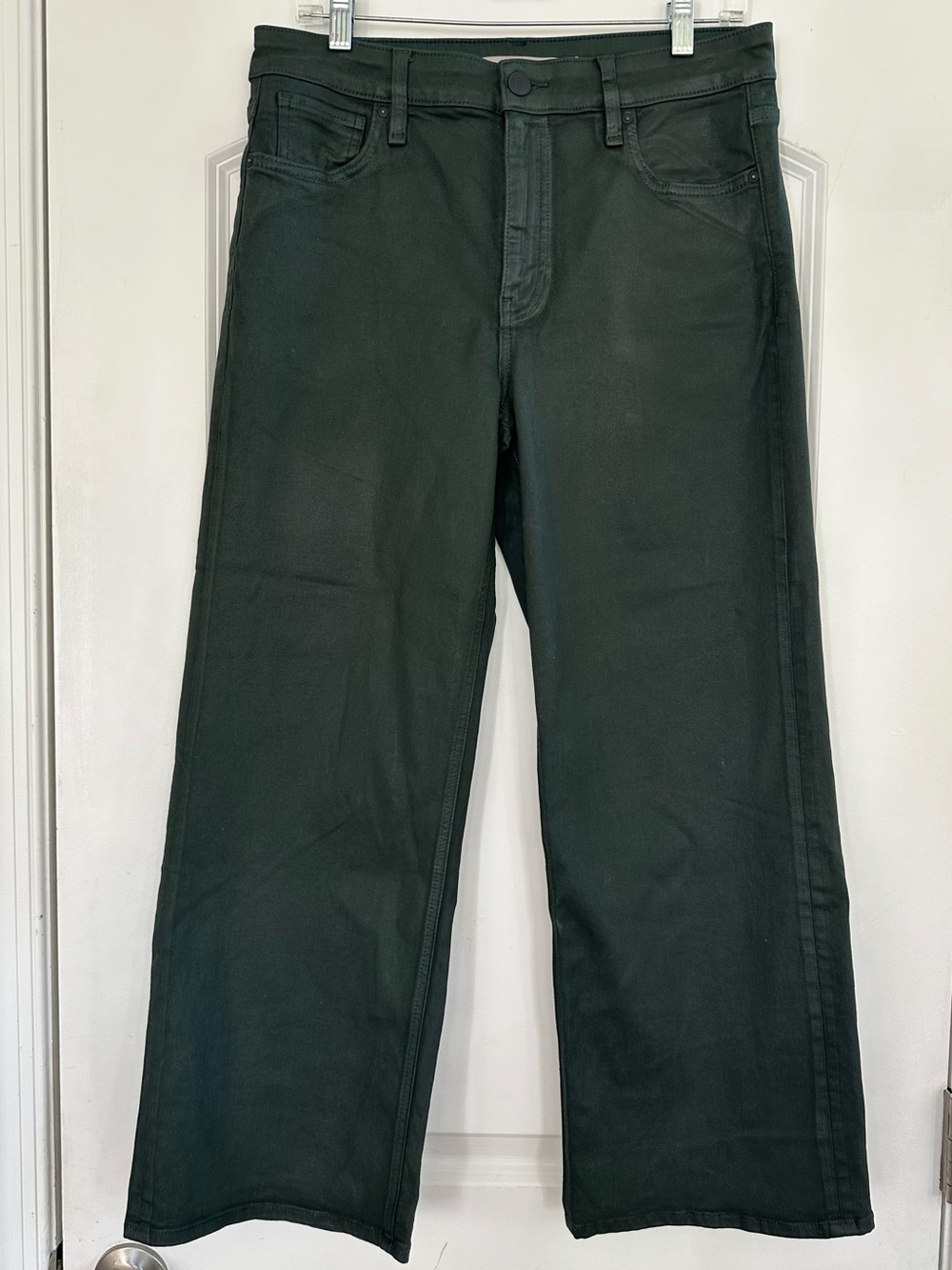 Hudson Rosie High Rise Wide Leg Ankle Crop Jeans Dark Green Coated - Size 30